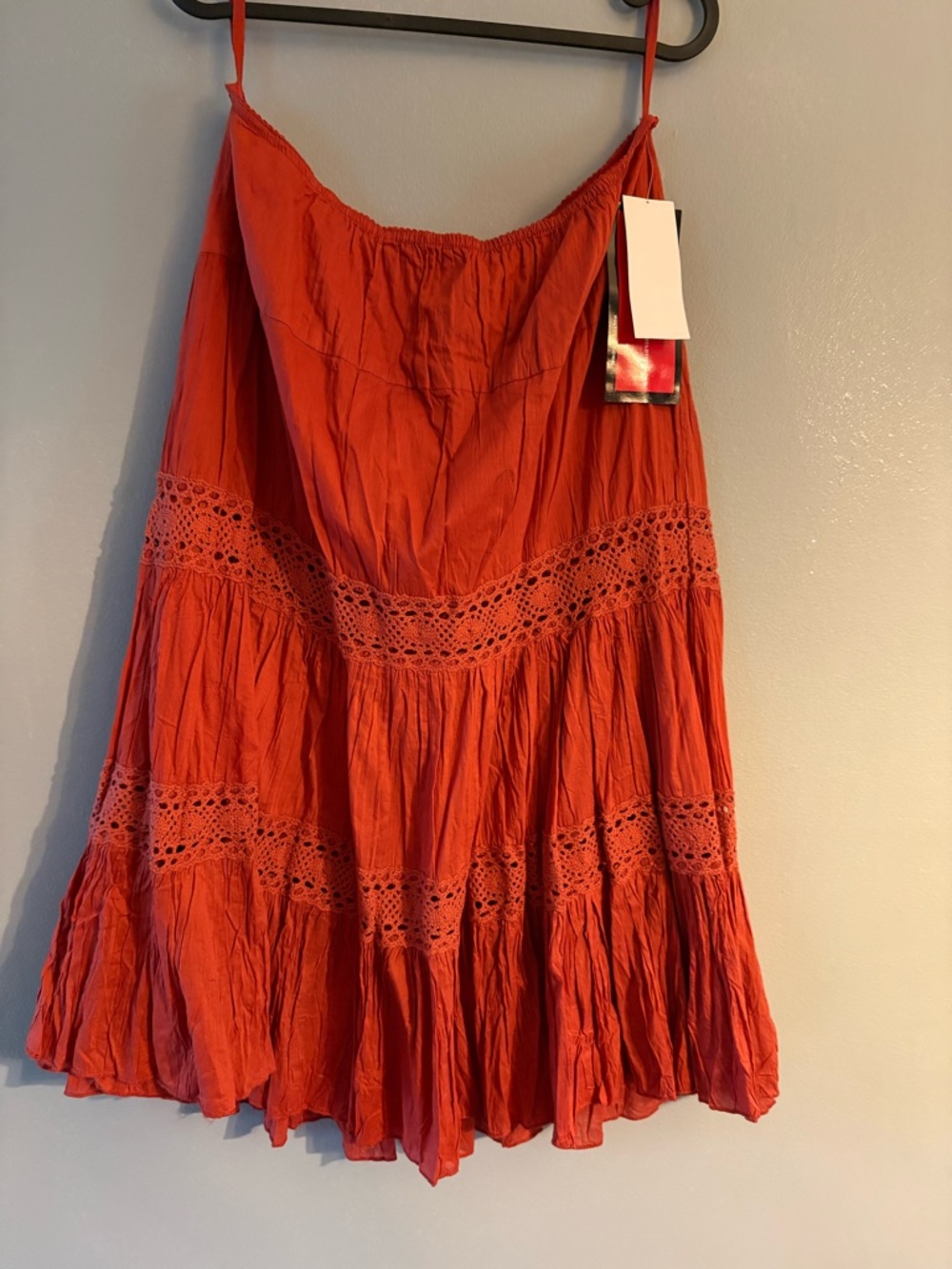 Younique Red Crochet Tiered A-Line Skirt